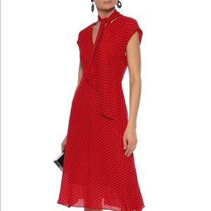 NWT MILLY GABBY TIE NECK POLKA DOT SILK DRESS SZ.6